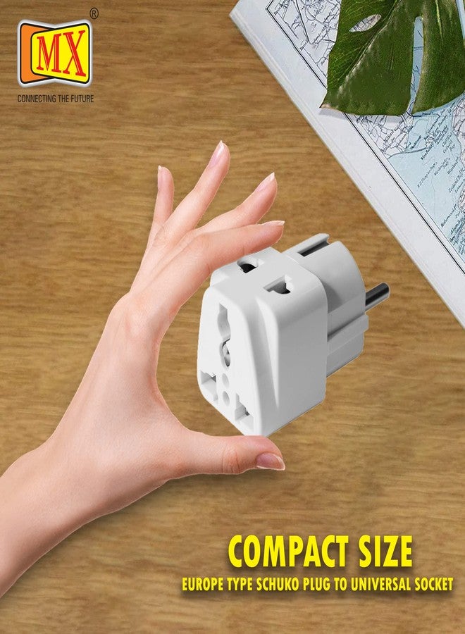MX Europe Travel Adapter India to Europe Schuko Plug- multiplug Adapter 2 pin 3 Pin Plug Universal Socket Type E/F European Plug Adapter Worldwide Universal Adapter Use HomeOffice (White_2 pcs) - Image 3